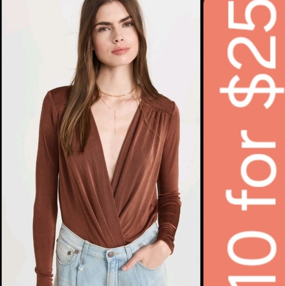 Free People Tops - Free People Chocolate Brown Long Sleeve Bodysuit